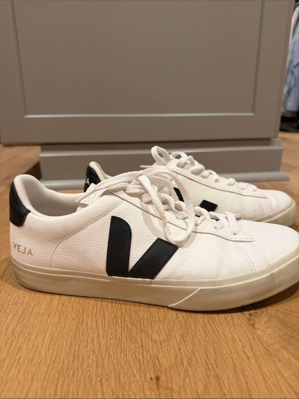 Veja White Sneakers with Black V Logo